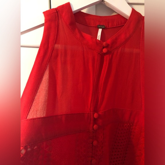 Free People Red Blouse. Size medium. - Picture 4 of 13